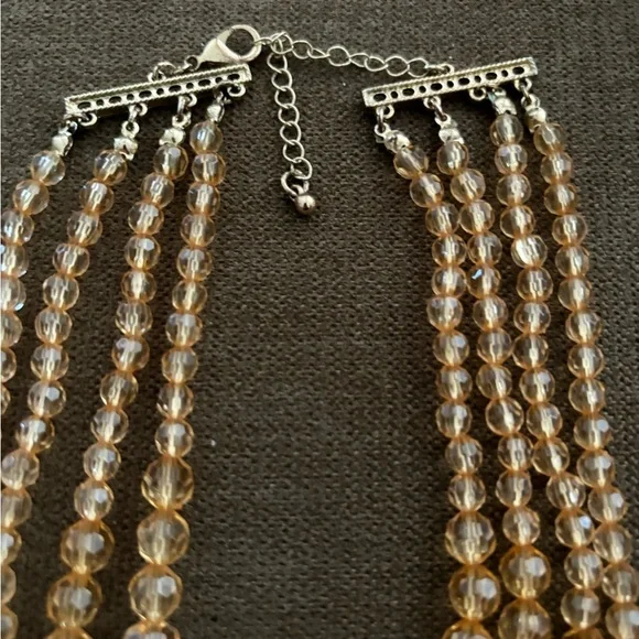 THE MOST LOVELY CHAMPAGNE COLORED FACETED BEADED NECKLACE..... SO DIVINE! - Picture 5 of 6
